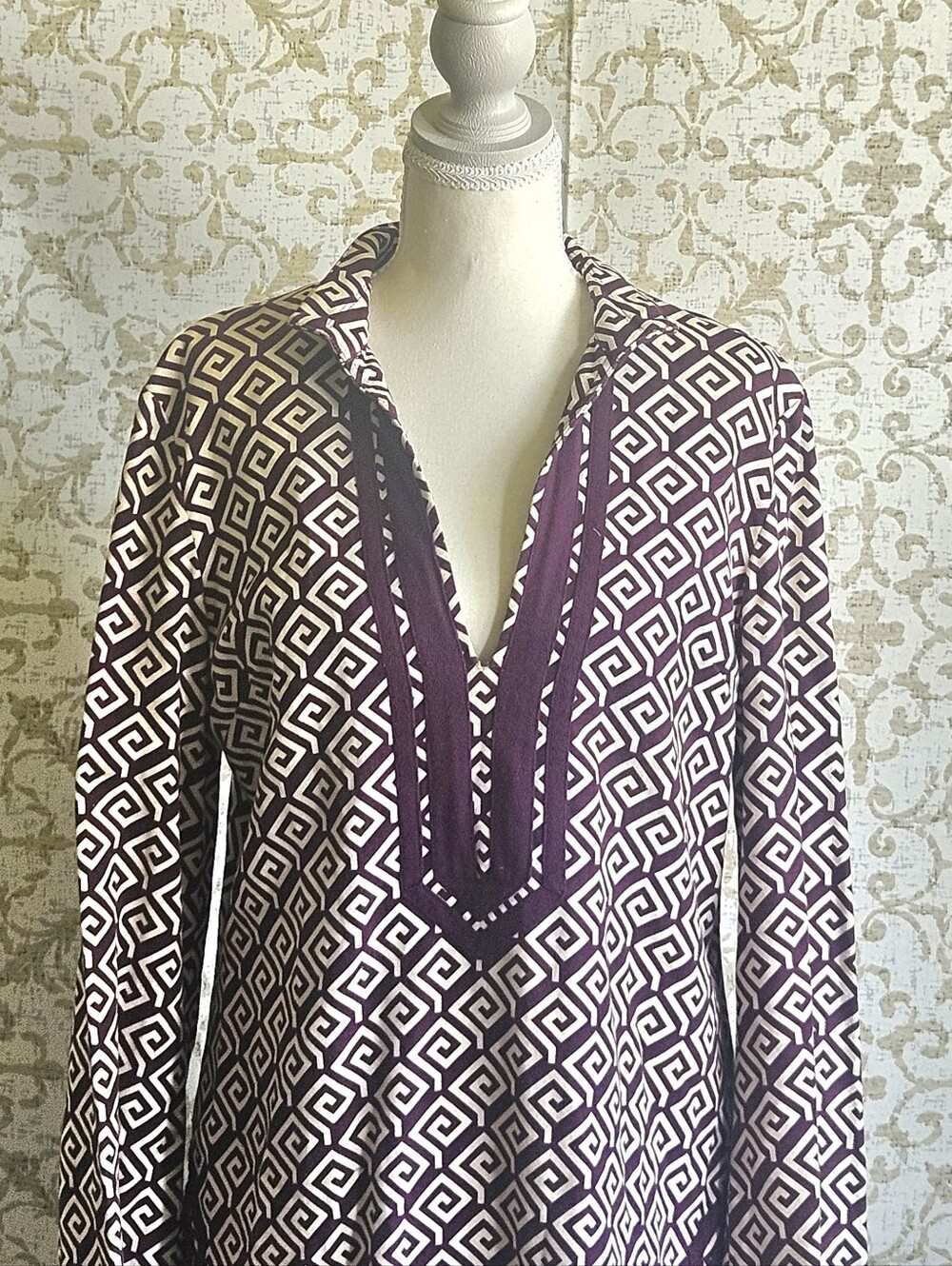 Tory Burch Purple Geometric Print Wrap Dress